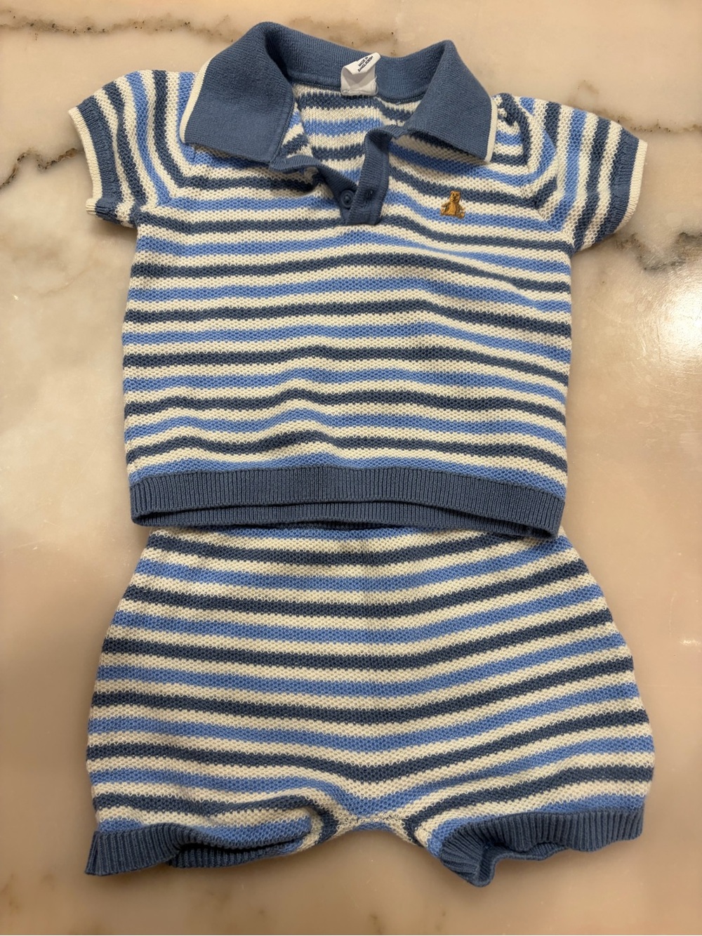 GAP Blue & White Striped Knit Polo Matching Set